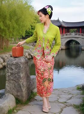 新款娘惹风重工刺绣旅拍套装女