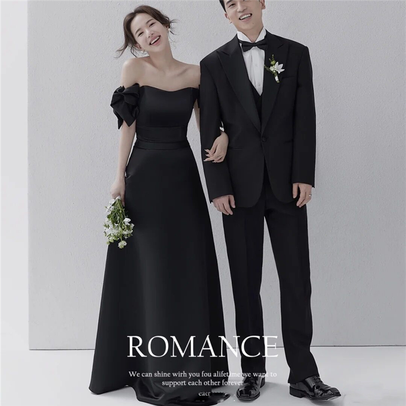 复古厚锻抹胸蝴蝶结摄影主题礼服