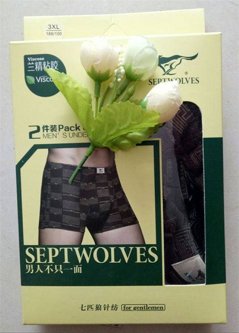 七匹狼男士兰精粘胶印花平角裤3902(一盒2条装,包邮)