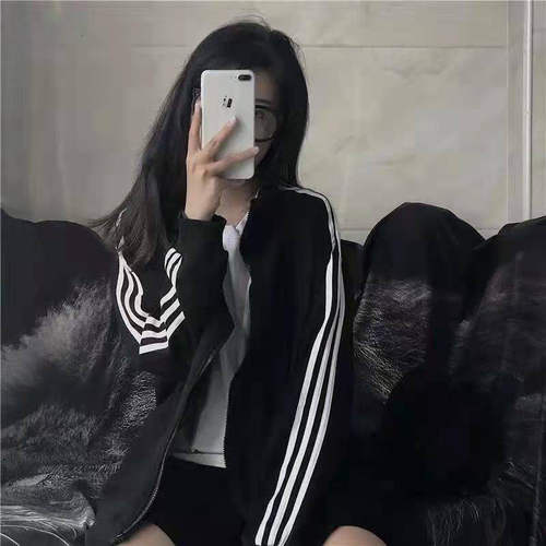 27运动开衫立领新款卫衣三条春秋外套韩版薄款夹克学生拉链宽松