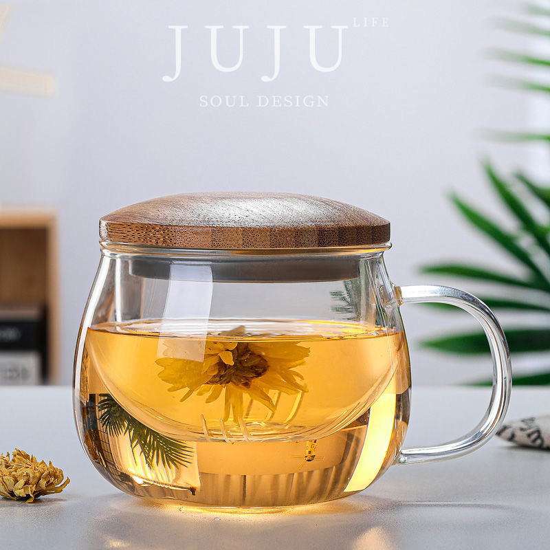 JUJU'S.LIFE.耐热玻璃茶杯带把办公加厚沏茶温牛奶家用网红佳选