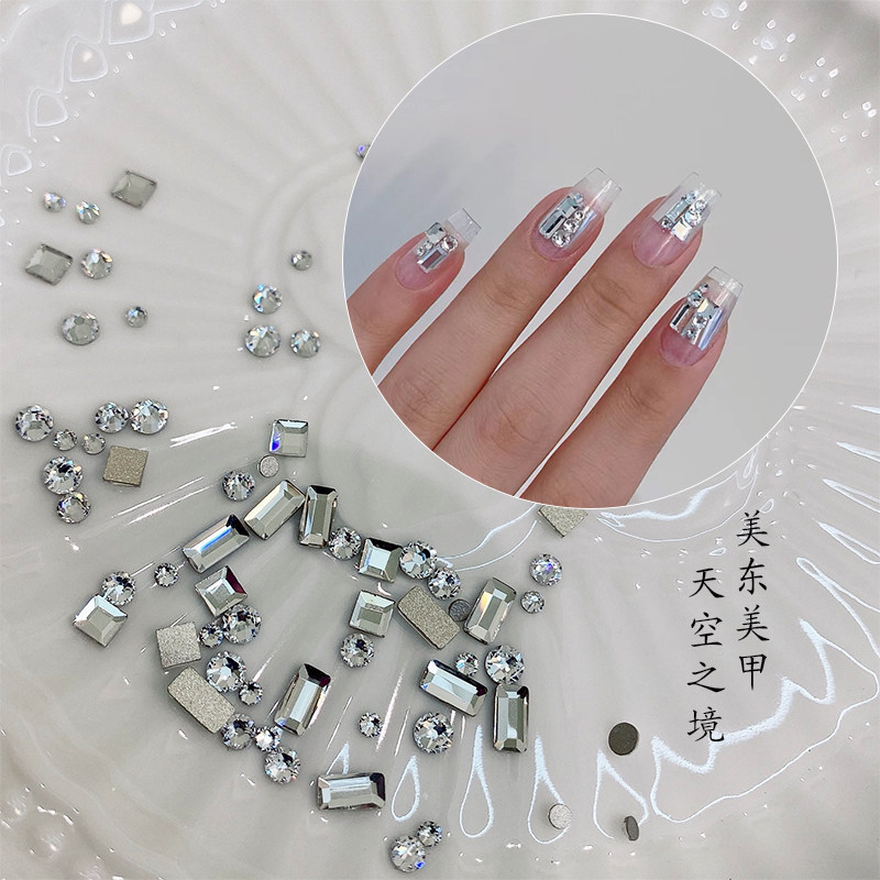 美甲春夏清新天空之境DIY正方长条水钻小白钻美甲款式材料包,彩妆/香水/美妆工具,指甲装饰,淘宝优惠券,粉丝福利购,淘宝优惠卷
