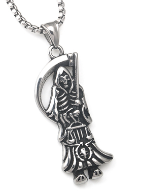 不锈钢钛钢男女死神镰刀项链