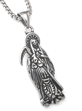 男女不锈钢执刀死神吊坠项链