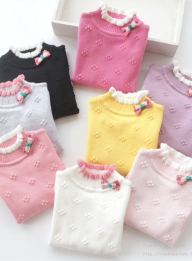 女童毛衣中高领儿童针织线衫2025春秋新款套头婴儿宝宝纯棉打底衫