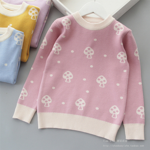 洋气套头针织衫 儿童韩版 宝宝春秋打底毛线衣 春装 女童毛衣2024新款