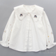 儿童洋气上衣女孩纯棉打底衬衣 2025新款 女童白色娃娃领衬衫 春秋装