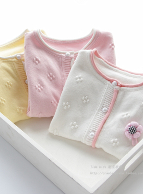 2025新款童装女童棉线针织开衫外套儿童女孩子秋款上衣中大童毛衣