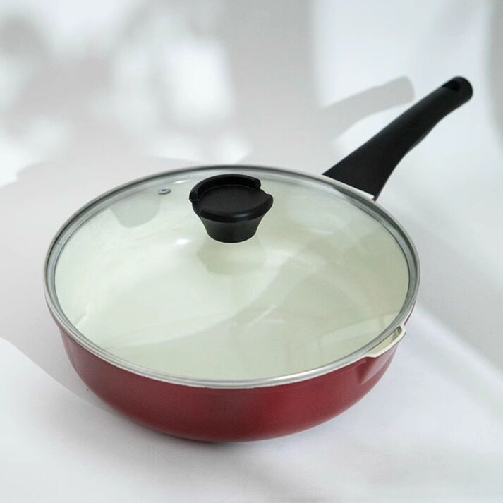 品牌特价 陶瓷加深平底加厚煎锅炒锅家用 燃气电磁炉通用