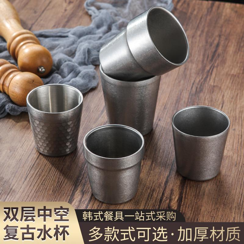 304不銹鋼韓式雙層防燙水杯
