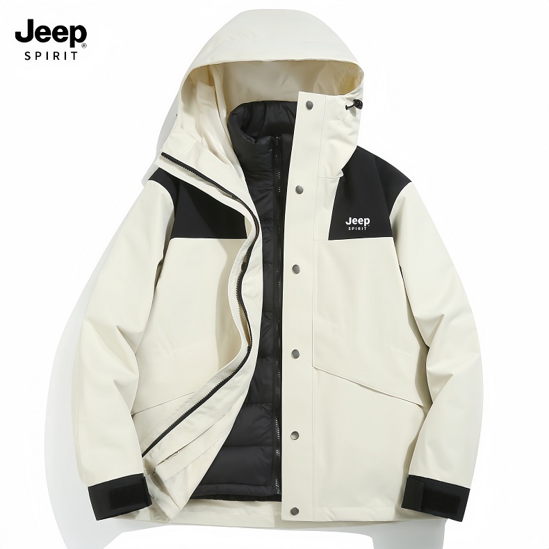 JEEP秋冬新款冲锋衣男女可拆卸羽绒内胆三合一户外加厚滑雪登山服