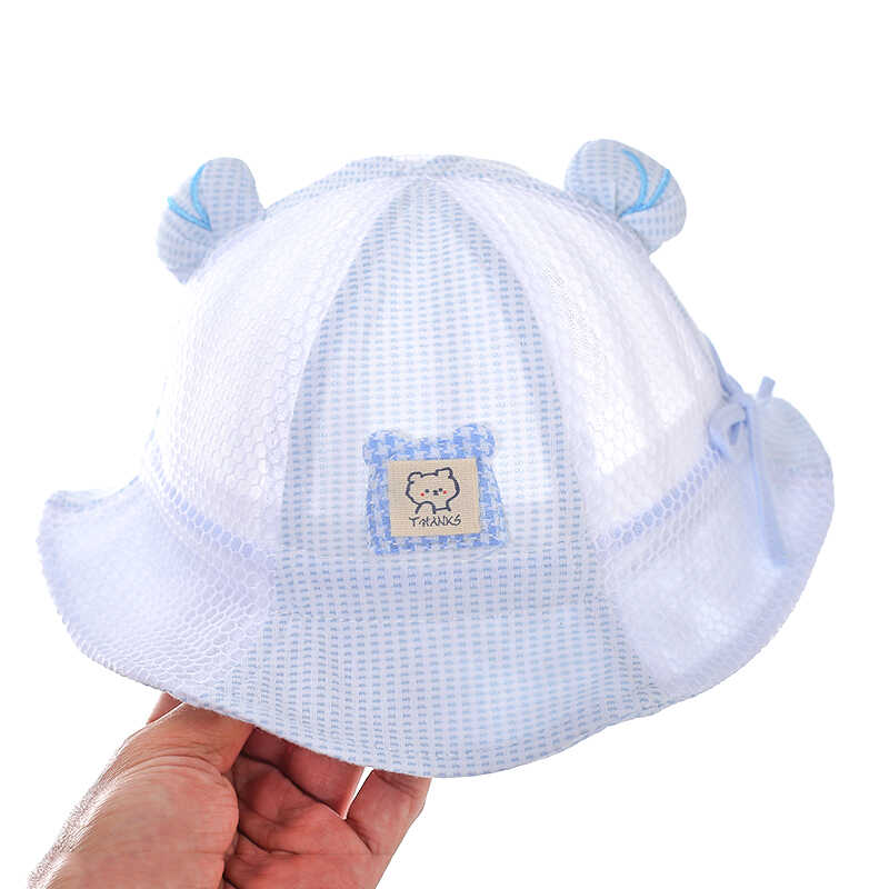 布标小兔半网婴儿帽子春夏季薄款宝宝防晒帽儿童遮阳帽夏天凉帽