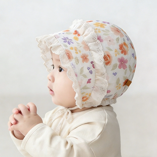 欧风碎花帽婴儿帽子春秋薄款夏季女宝宝防晒遮阳帽公主帽鸭舌