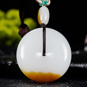 新疆大师冯立辉作品和田玉且末金山料糖羊脂白玉平安扣29.41克