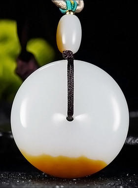 新疆大师冯立辉作品和田玉且末金山料糖羊脂白玉平安扣29.41克