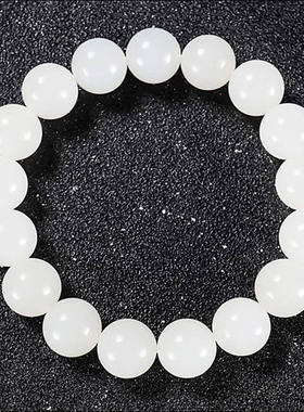 新疆和田玉羊脂玉圆珠手链手串A 卡12