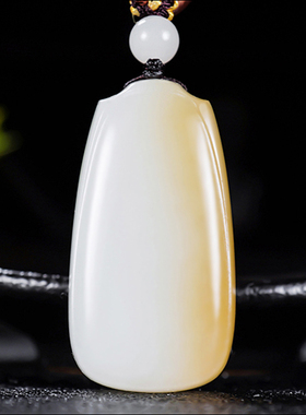 新疆大师郭磊作品和田玉糖羊脂白玉且末金山料平安无事牌23.23克