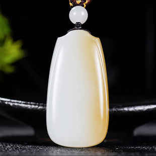 新疆大师郭磊作品和田玉糖羊脂白玉且末金山料平安无事牌23.23克