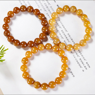 新疆冯立辉作品和田玉且末金山料糖玉圆珠手链手串A 卡12