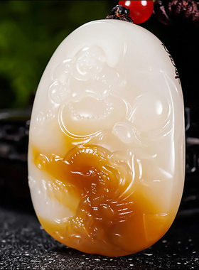 新疆大师张亚龙作品和田玉且末料糖白玉笑佛挂件25.53克