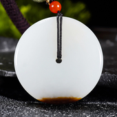 新疆大师冯立辉作品和田玉且末料一口糖羊脂玉平安扣挂件22.99克