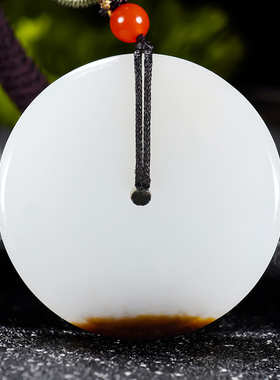 新疆大师冯立辉作品和田玉且末料一口糖羊脂玉平安扣挂件22.99克