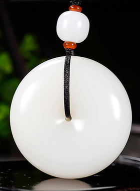 新疆大师冯立辉作品和田玉过灯羊脂白玉平安扣挂件47.05克