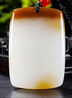 新疆大师郭磊作品和田玉糖羊脂白玉且末金山料平安无事牌31.03克