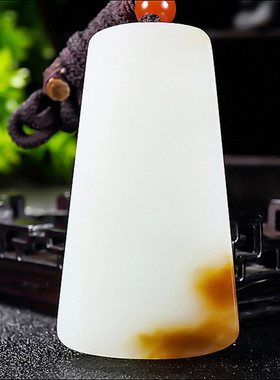 新疆大师郭磊作品和田玉且末料糖羊脂白玉平安无事牌62.12克