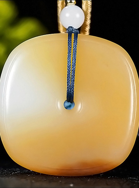 新疆大师郭磊作品和田玉且末金山料糖羊脂白玉平安扣方扣22.86克