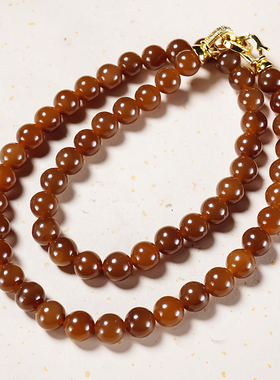 新疆和田玉且末金山老红糖玉项链43.41克 卡8 大师冯立辉作品