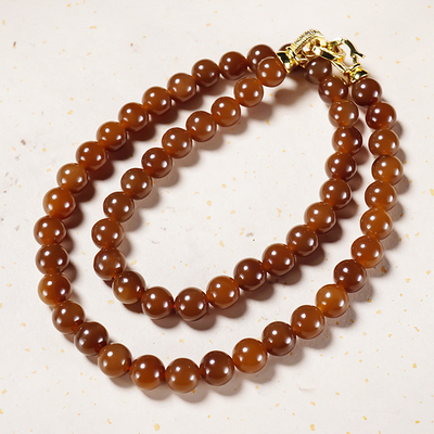 新疆和田玉且末金山老红糖玉项链43.41克 卡8 大师冯立辉作品