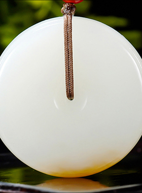 新疆大师张亚龙作品 新疆和田玉且末糖羊脂白玉平安扣16.09克