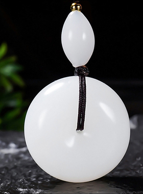 新疆大师冯立辉作品和田玉过灯羊脂白玉平安扣挂件25.06克