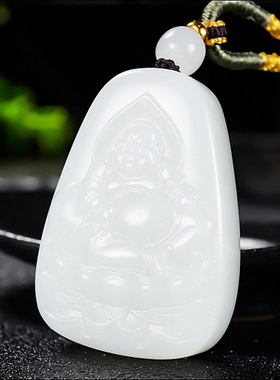 新疆大师冯立辉 和田玉过灯羊脂白玉笑佛33.00克