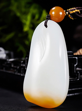 新疆大师郭磊作品和田玉糖羊脂白玉且末金山料时来运转21.75克