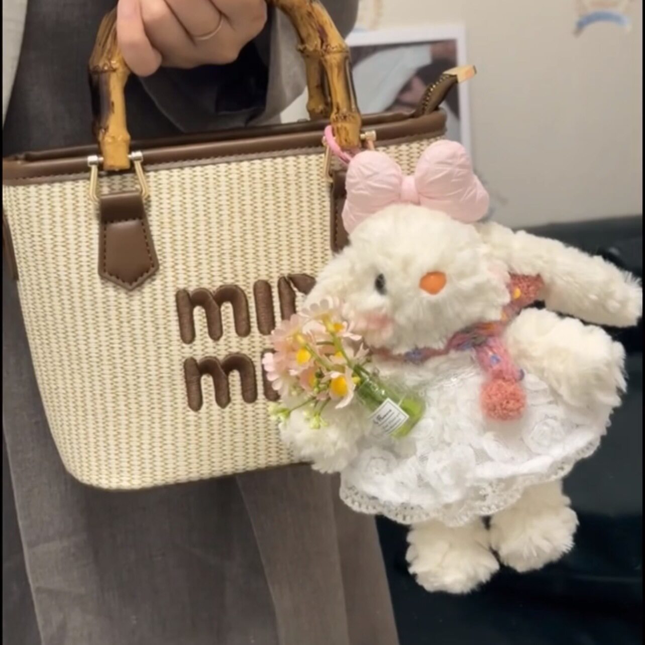 日本捧花婚纱垂耳兔包包