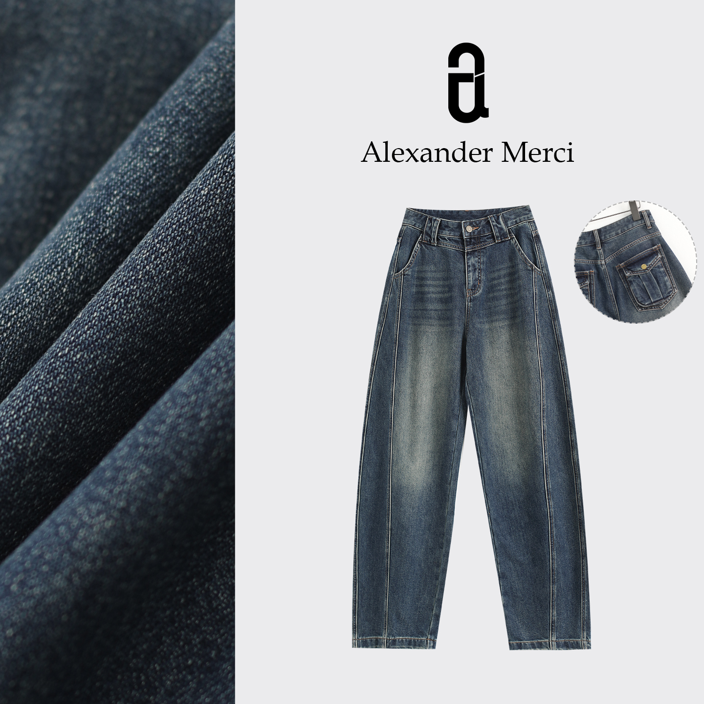 【工装牛仔】帅气百搭丹宁色工装弯刀牛仔裤 D25T10232