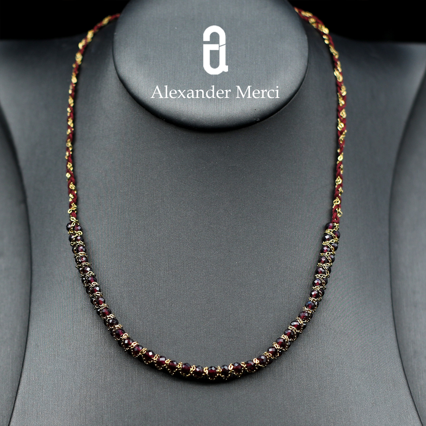 绝美希腊订单重工纯手工编织天然石榴石项链 AD25S120920