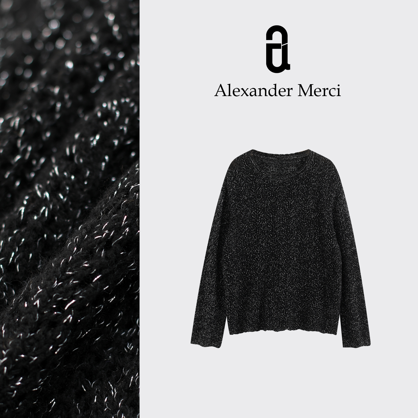 【黑白天鹅-上衣】重工钩花巴素兰羊毛百搭上衣 D25T110606