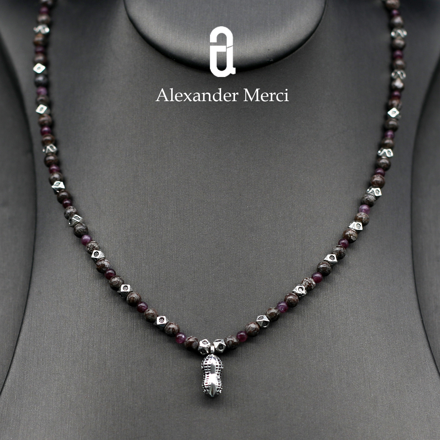 【好事花生】法国专柜订单纯天然紫龙晶花斑石项链AD25S120914