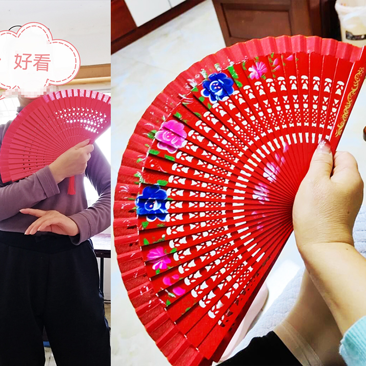 舞台走秀双面西班牙木质扇女款式高档工艺礼品折扇木头扇舞蹈扇子