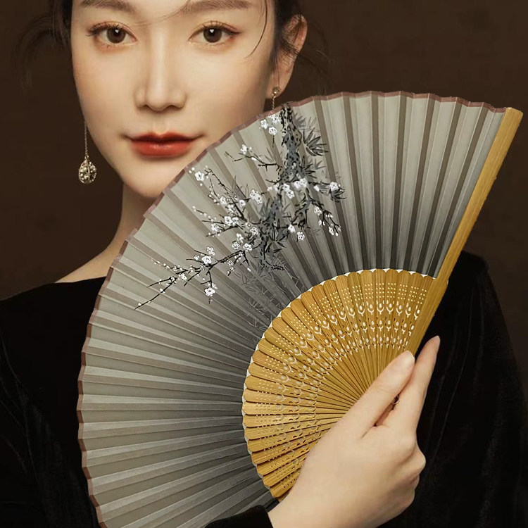 古风女士樱花日式折扇真丝舞蹈网红班级学生霸王别姬扇子和风女扇