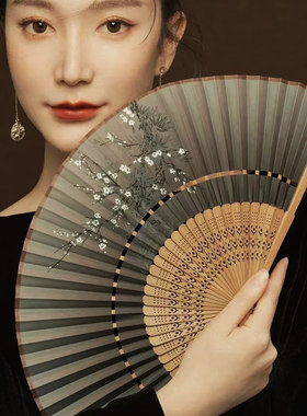 古典是真丝竹子扇子包邮折叠