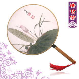 古风绢布竹柄团扇宫扇古典纨扇古装扇子汉服配饰搭配拍片道具特价