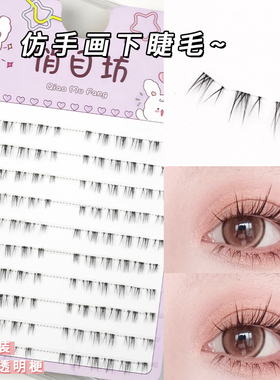 仿手画下睫毛~十排装大容量超自然睫毛J09透明梗空气感仙女下睫毛