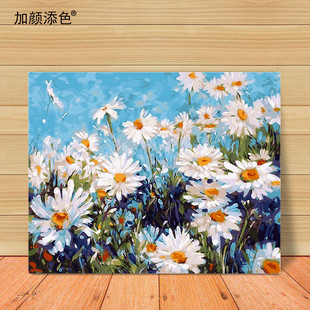 油彩画 diy数字油画客厅风景花卉手工绘定制大幅涂色填数码 千菊飞