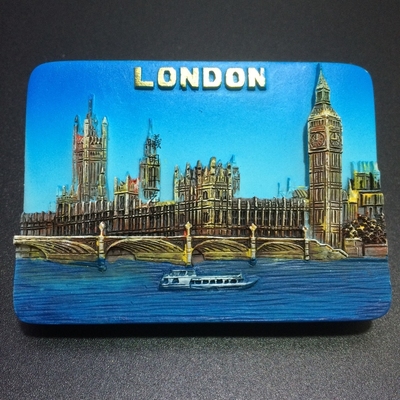 英国旅游纪念收藏树脂手绘立体浮雕冰箱贴伦敦大桥大本钟创意磁贴