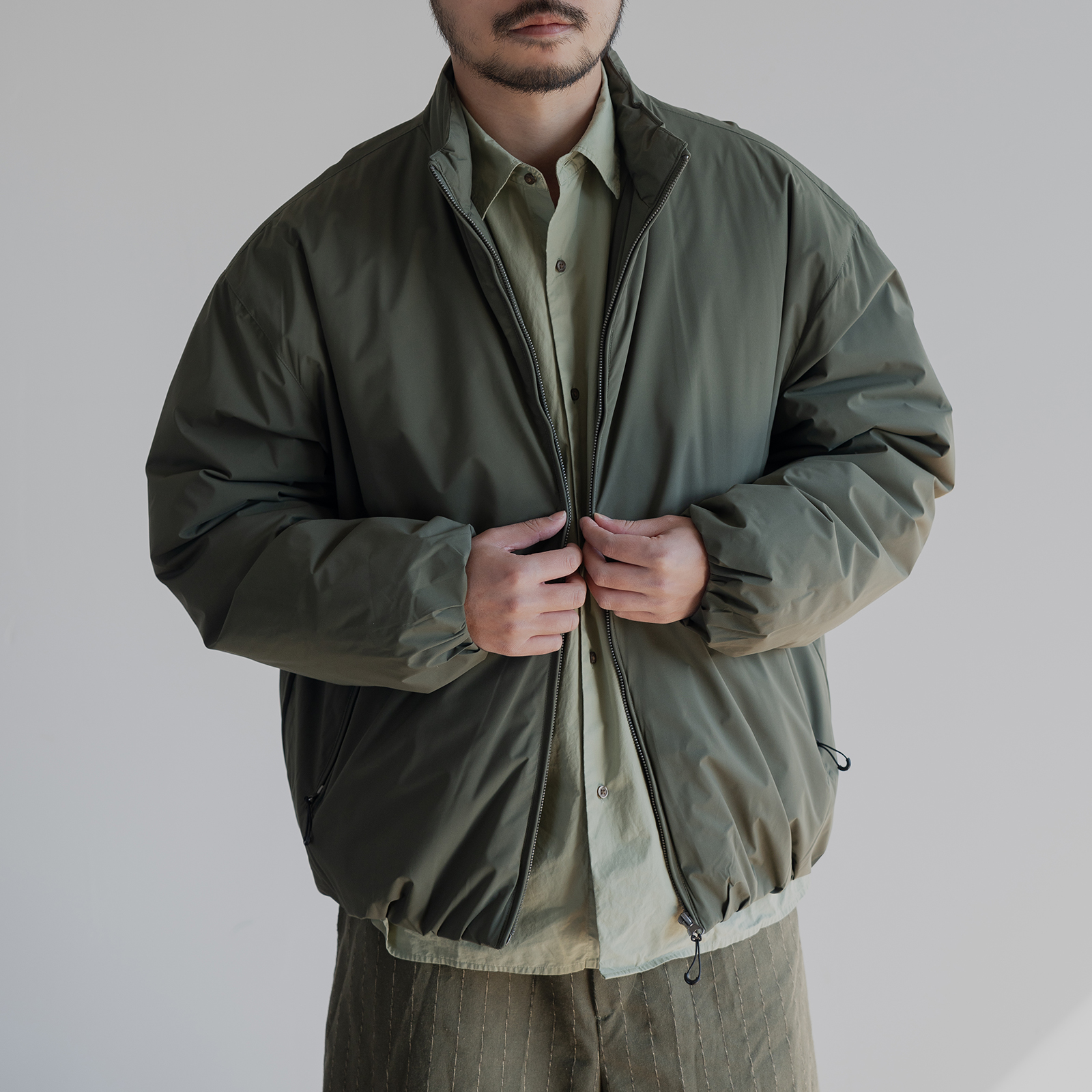 雾撞山野立领羽绒服男宽松保暖极简90白鸭绒休闲百搭飞行员外套潮