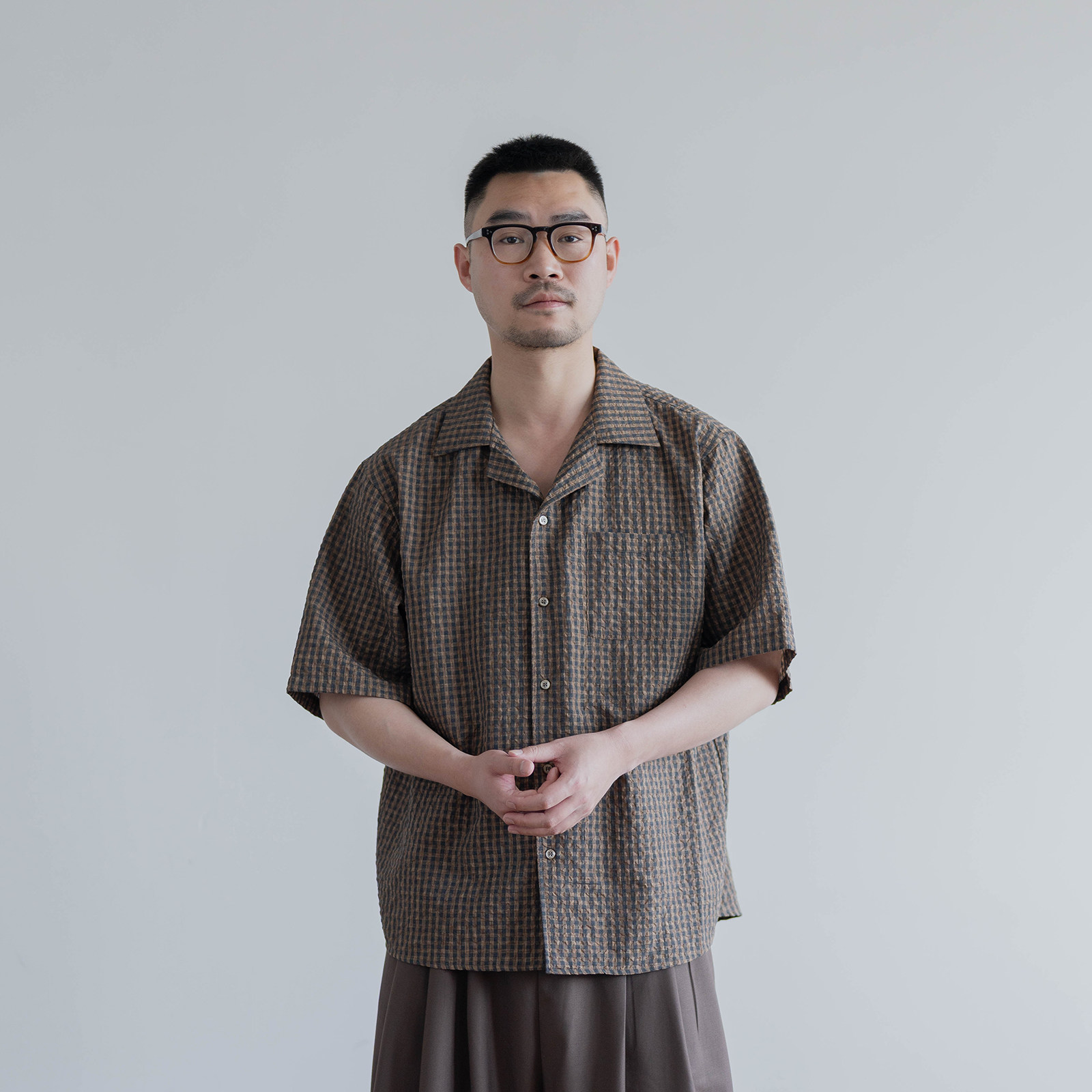 雾撞山野肌理感衬衫短袖男夏新款百搭休闲T恤半袖宽松高级感外套图片
